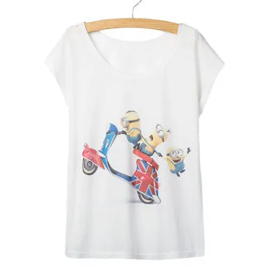 New Arrival Fashion Summer T Shirt Women Despicable Me White Shirt Female Short Sleeve Cute Minions Printed Tee Shirt Lady