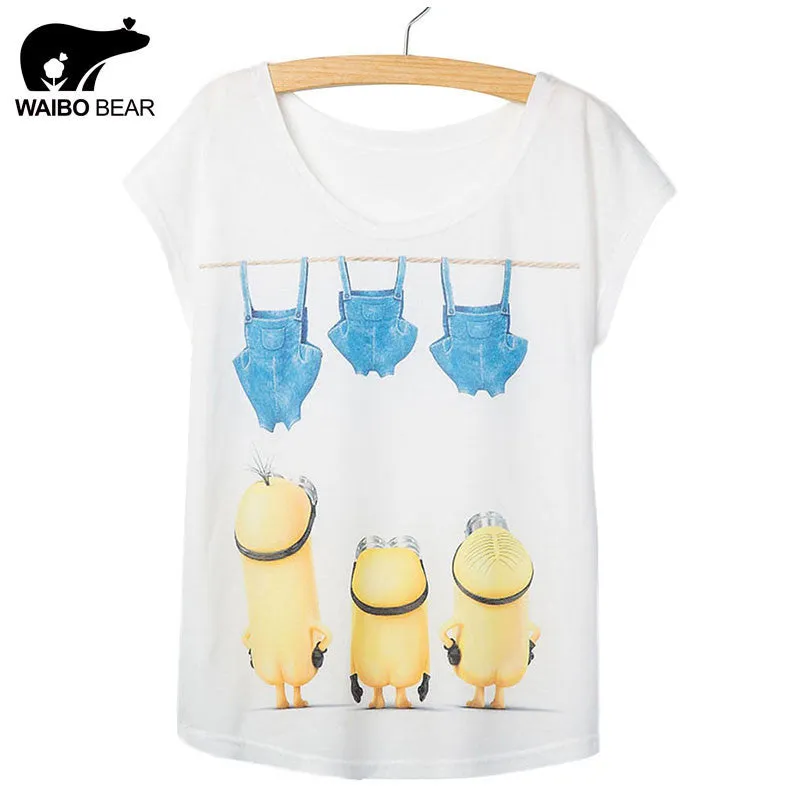 New Arrival Fashion Summer T Shirt Women Despicable Me White Shirt Female Short Sleeve Cute Minions Printed Tee Shirt Lady