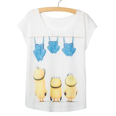 New Arrival Fashion Summer T Shirt Women Despicable Me White Shirt Female Short Sleeve Cute Minions Printed Tee Shirt Lady