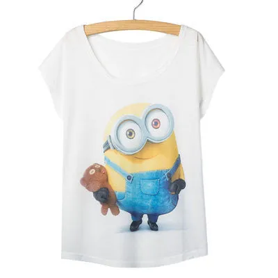 New Arrival Fashion Summer T Shirt Women Despicable Me White Shirt Female Short Sleeve Cute Minions Printed Tee Shirt Lady