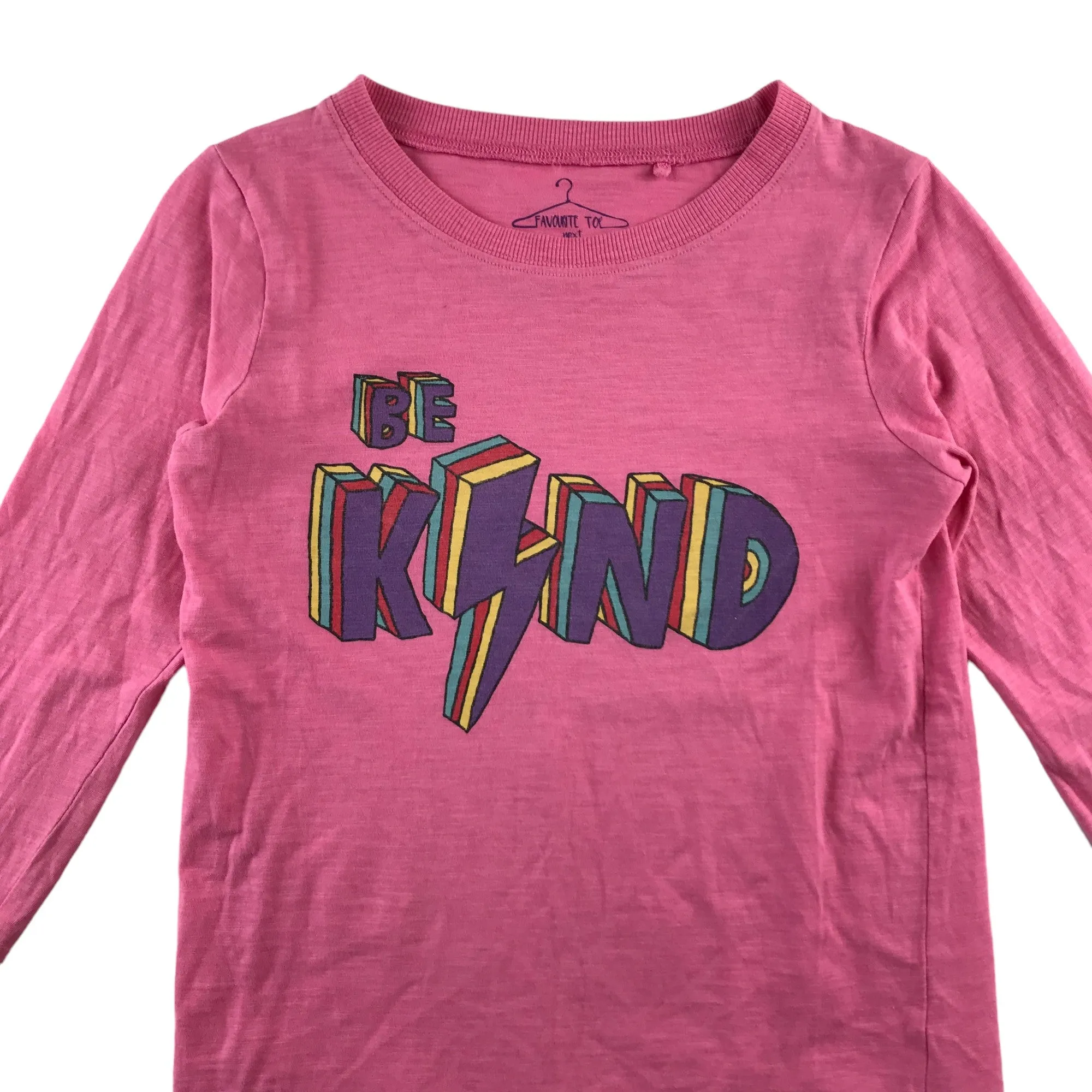 Next t-shirt 9-10 years years pink Be Kind Lightning print long sleeve cotton