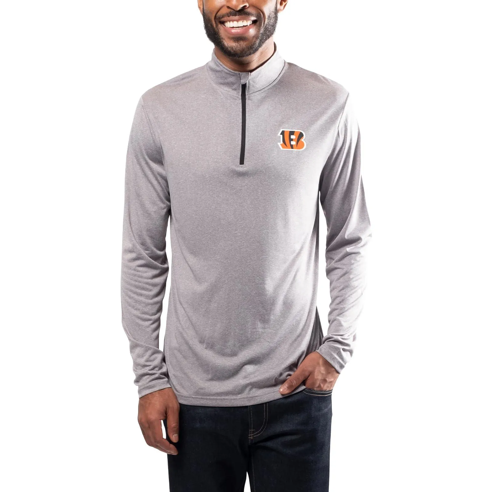 NFL Official Adults Super Soft Quarter Zip Long Sleeve T-Shirt -|Cincinnati Bengals