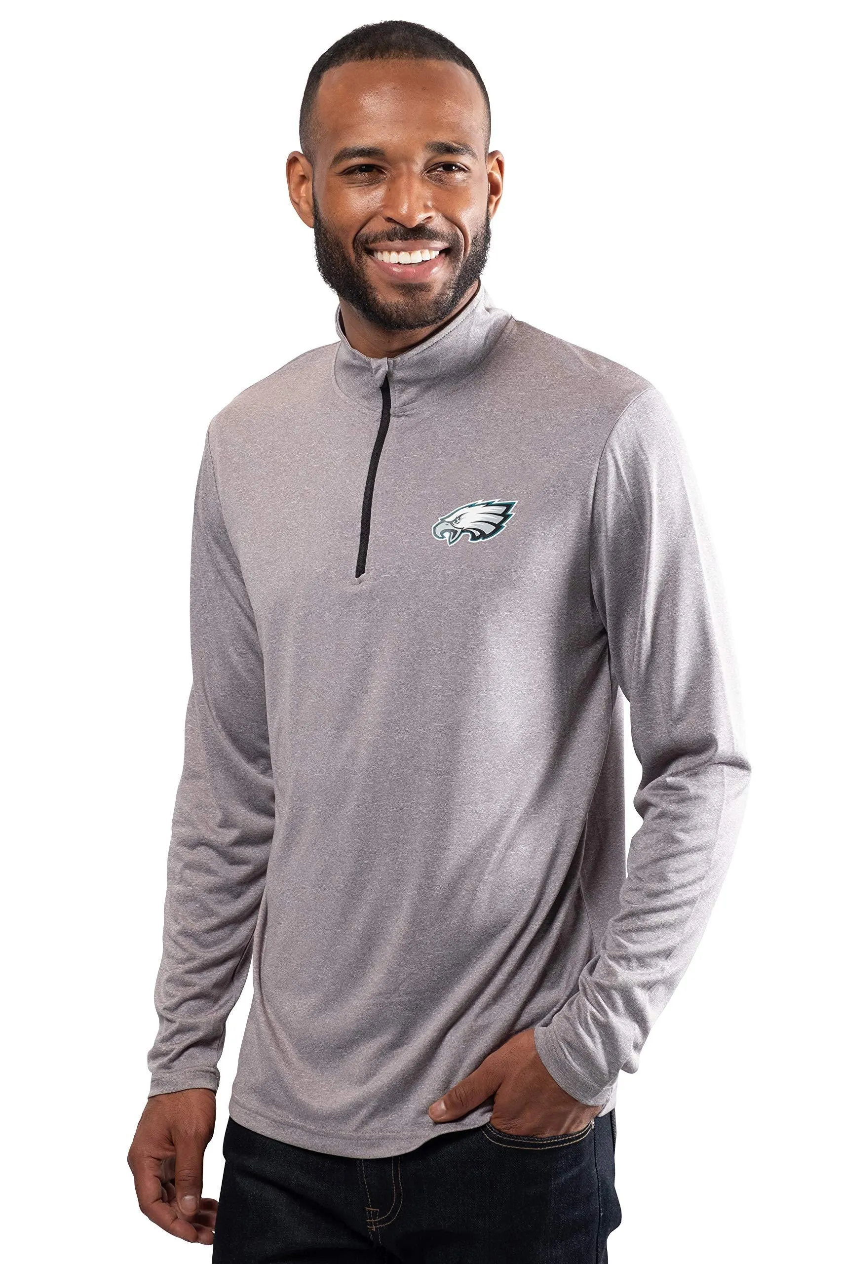 NFL Official Adults Super Soft Quarter Zip Long Sleeve T-Shirt - Unise|Philadelphia Eagles