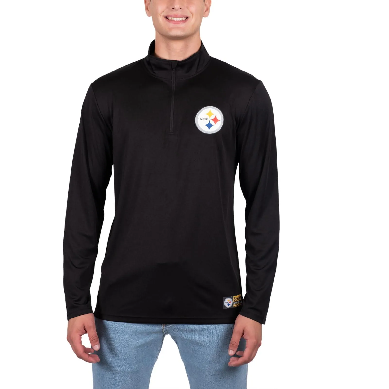 NFL Official Adults Super Soft Quarter Zip Long Sleeve T-Shirt - Unisex|Pittsburgh Steelers