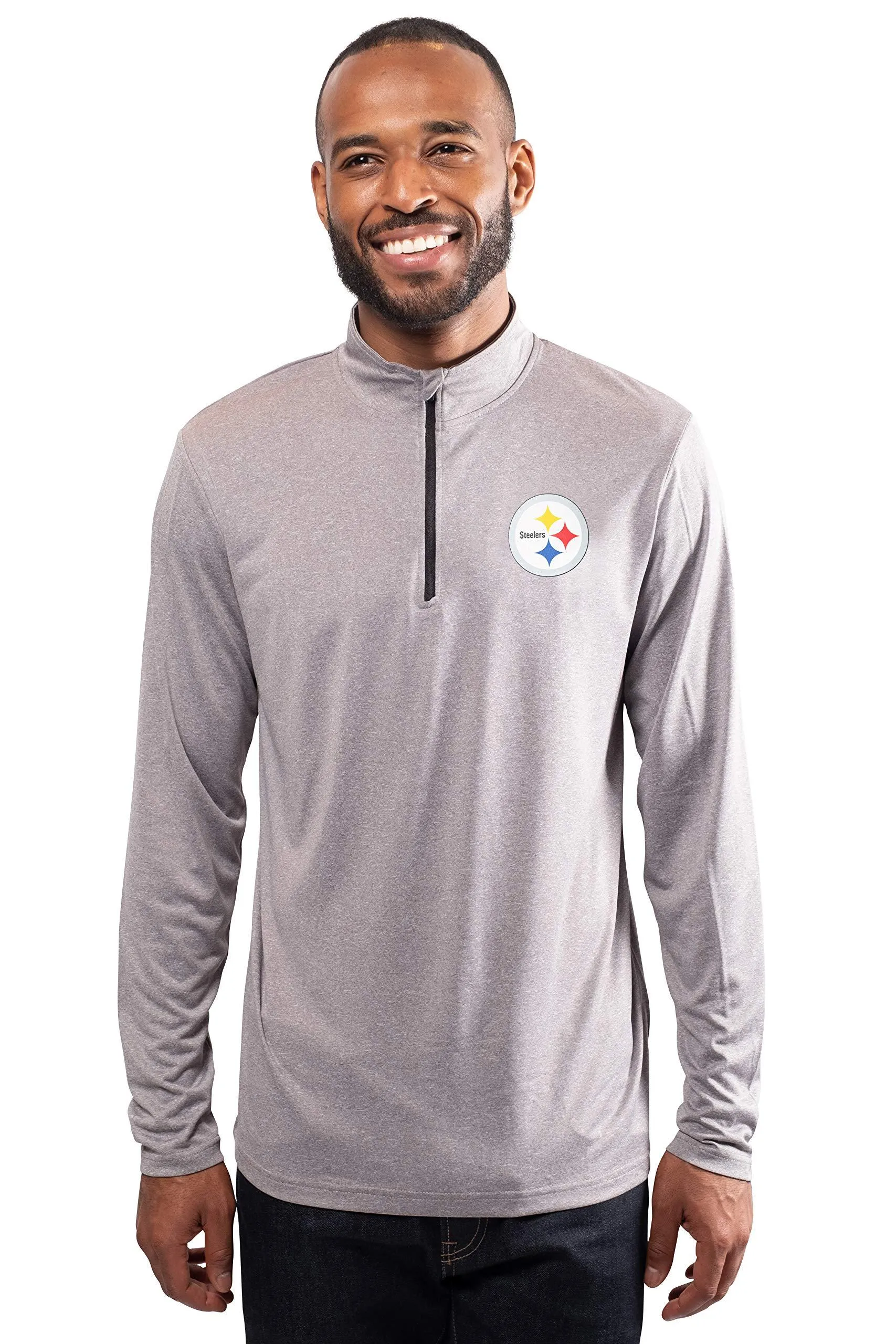 NFL Official Adults Super Soft Quarter Zip Long Sleeve T-Shirt - Unisex|Pittsburgh Steelers