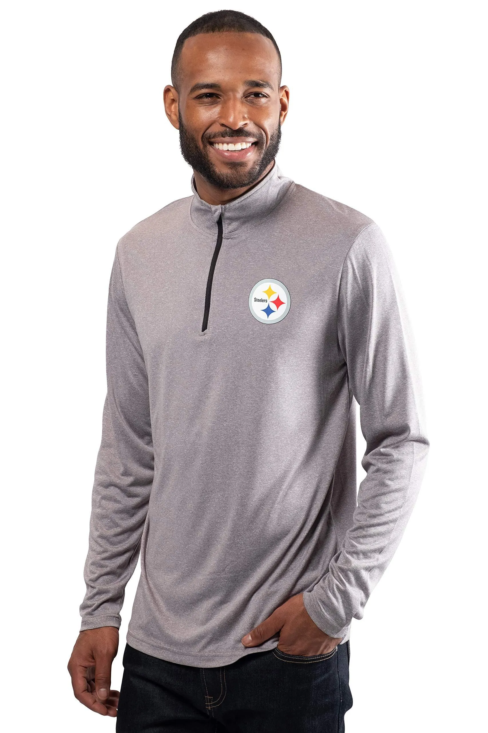 NFL Official Adults Super Soft Quarter Zip Long Sleeve T-Shirt - Unisex|Pittsburgh Steelers