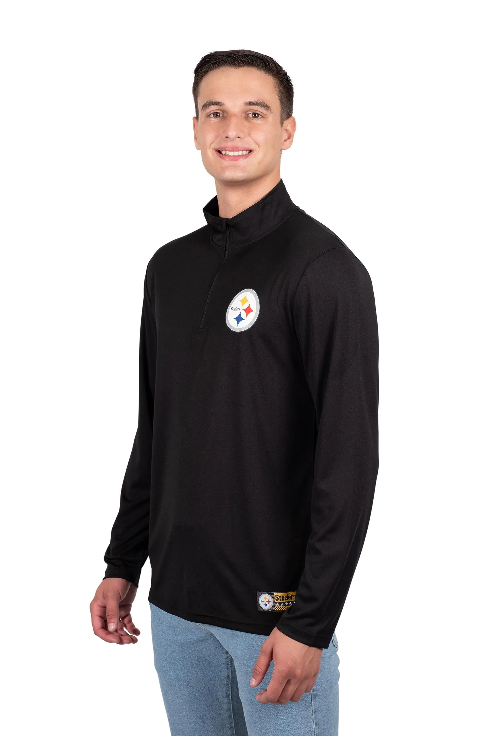 NFL Official Adults Super Soft Quarter Zip Long Sleeve T-Shirt - Unisex|Pittsburgh Steelers