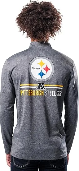 NFL Official Adults Super Soft Quarter Zip Long Sleeve T-Shirt - Unisex|Pittsburgh Steelers