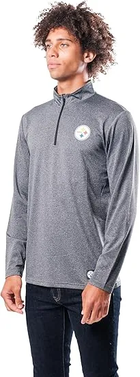 NFL Official Adults Super Soft Quarter Zip Long Sleeve T-Shirt - Unisex|Pittsburgh Steelers