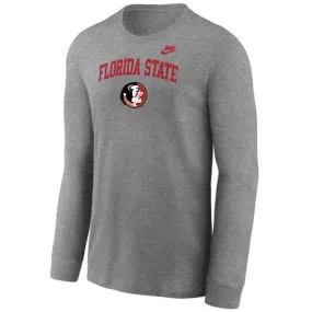 Nike Youth Vault Florida State/Seminole Logo Long Sleeve T-shirt - Dark Heather