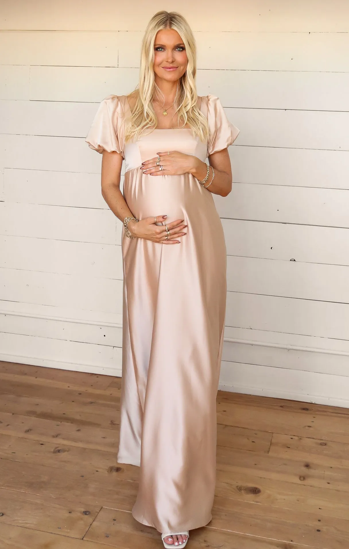 Nora Maxi Dress ~ Champagne Luxe Satin