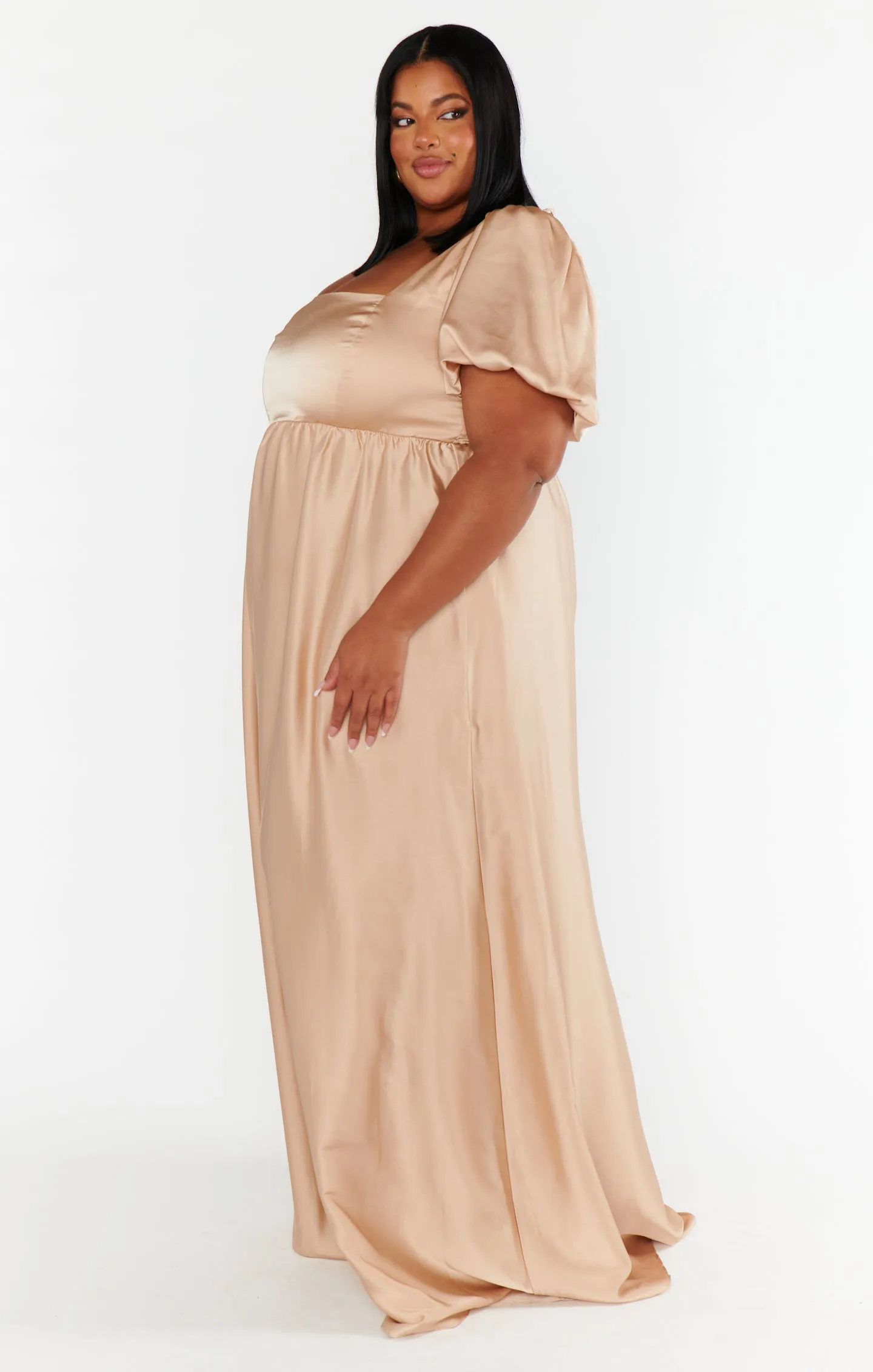 Nora Maxi Dress ~ Champagne Luxe Satin