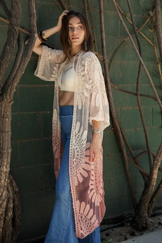 Ombre Bohemian Lace Kimono