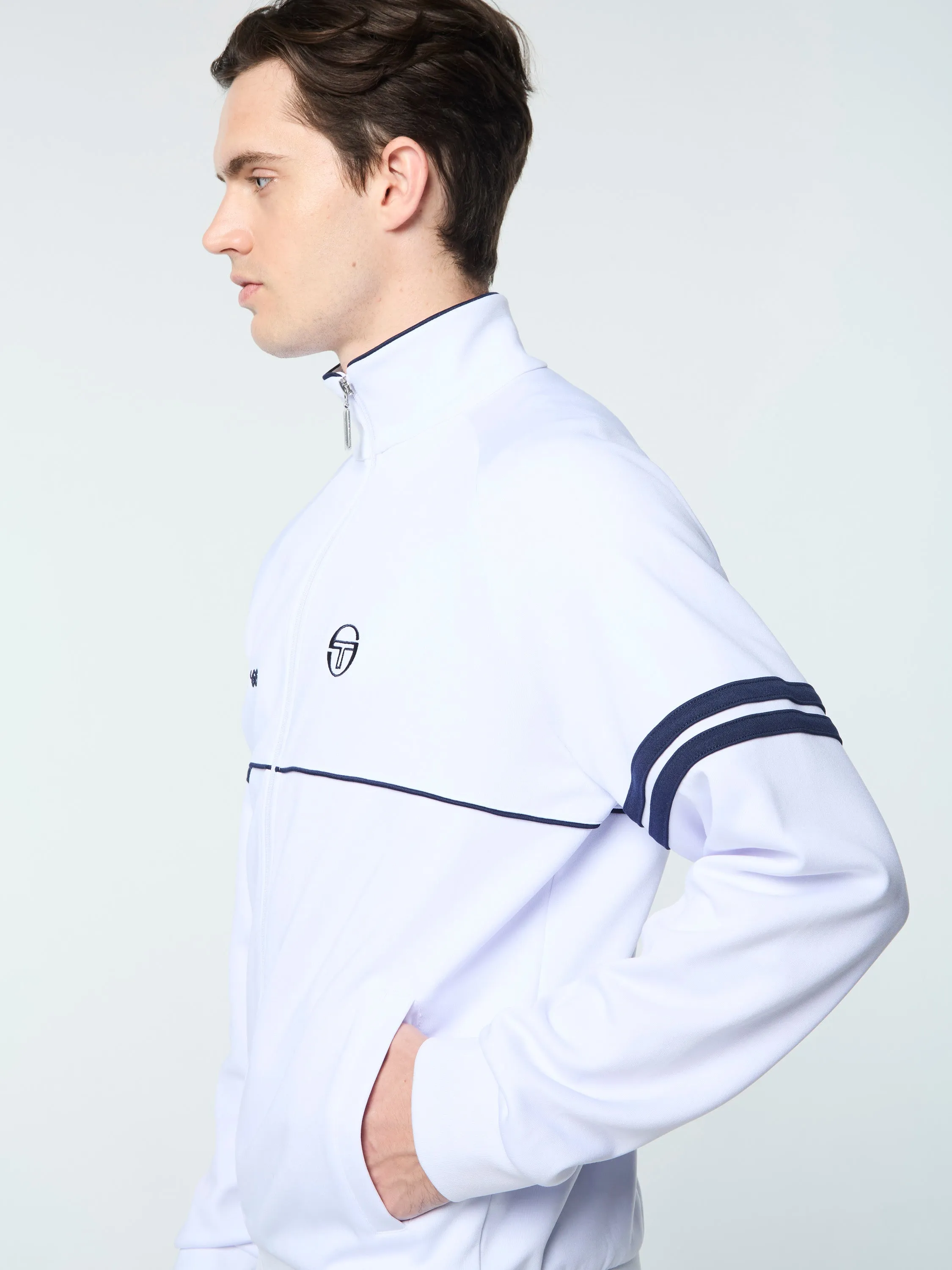 Orion Davis Track Jacket- White/ Maritime Blue