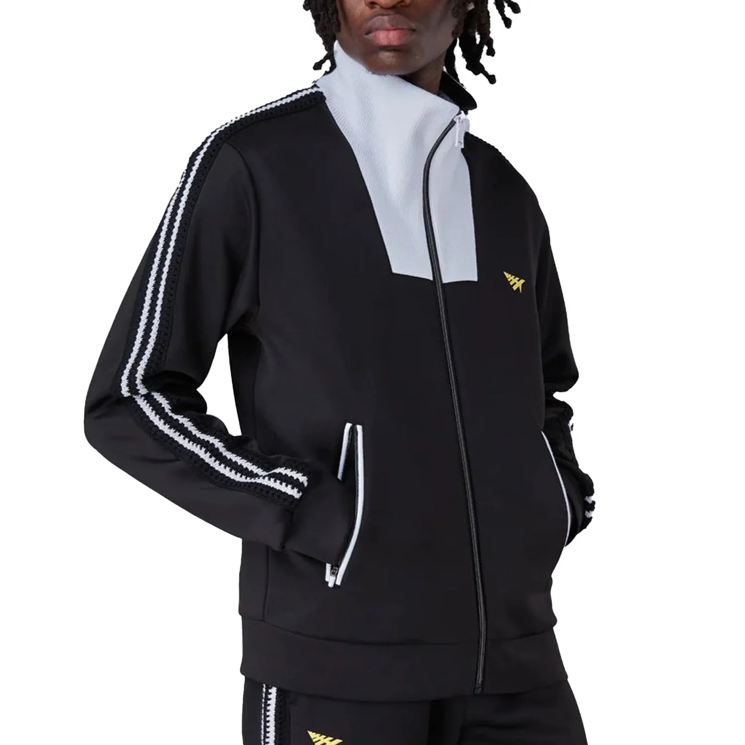 Paper Planes Kinston Crochet Stripe Men's Track Jacket Black