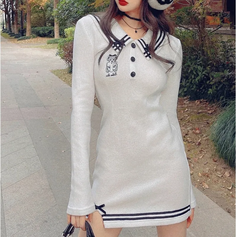 Pink Sailor Bear Sweater Dress