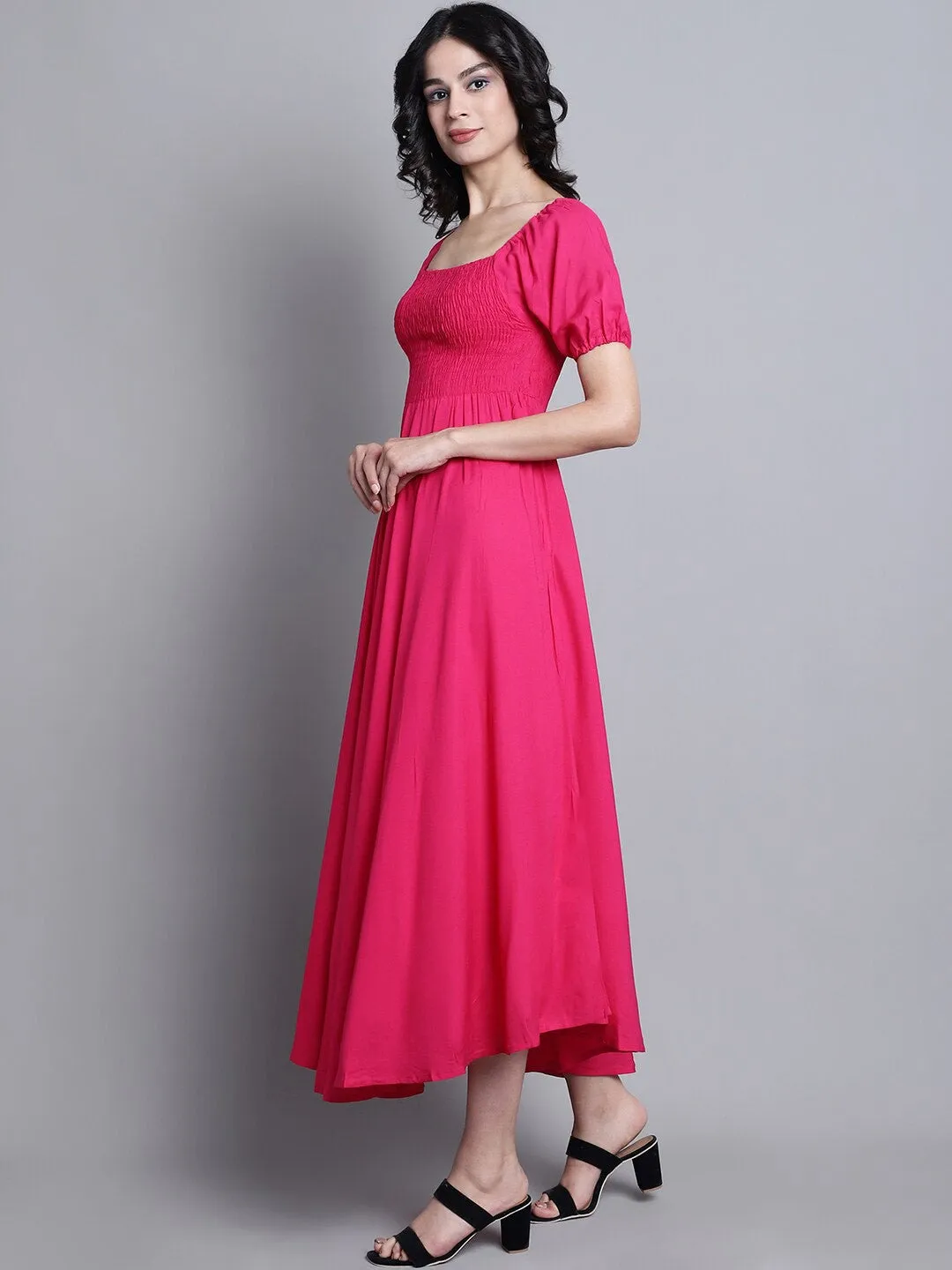 Pink Solid Maxi Dress