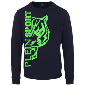 Plein Sport Large Tiger Logo Navy Blue Jumper