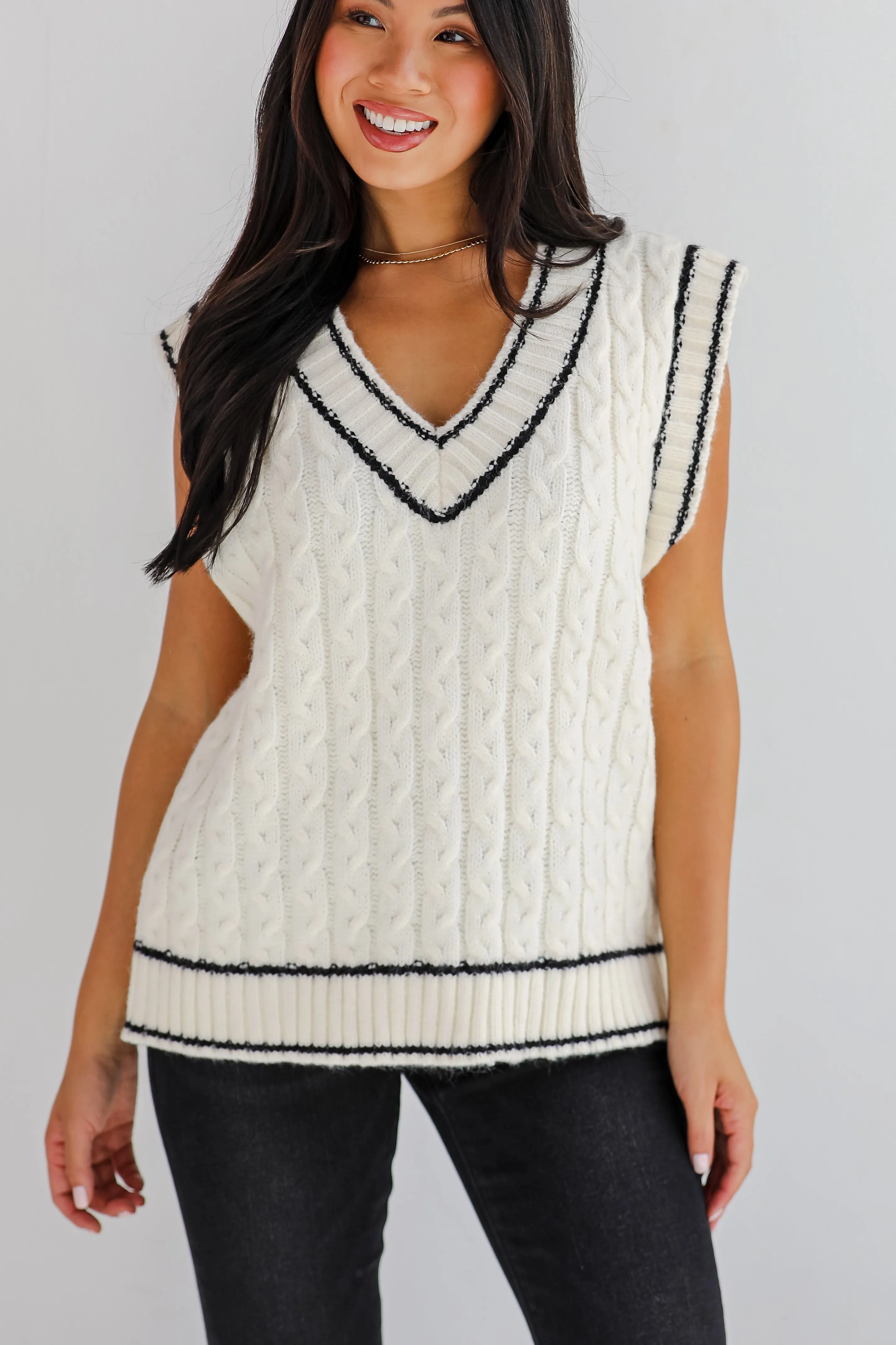 Posh Scholar Cable Knit Sweater Vest