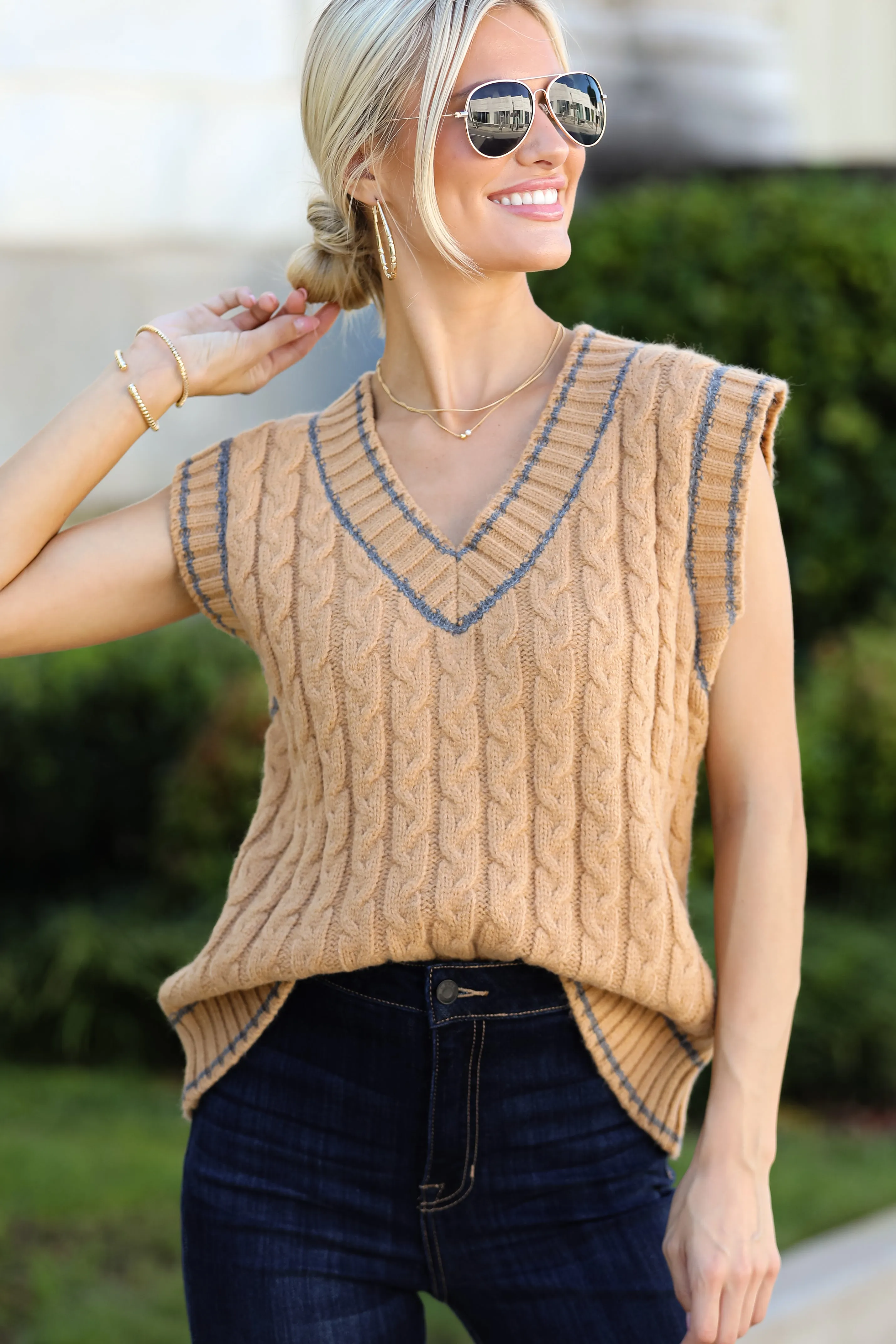 Posh Scholar Cable Knit Sweater Vest