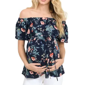 Pregnant Women Off-shoulder Striped tees