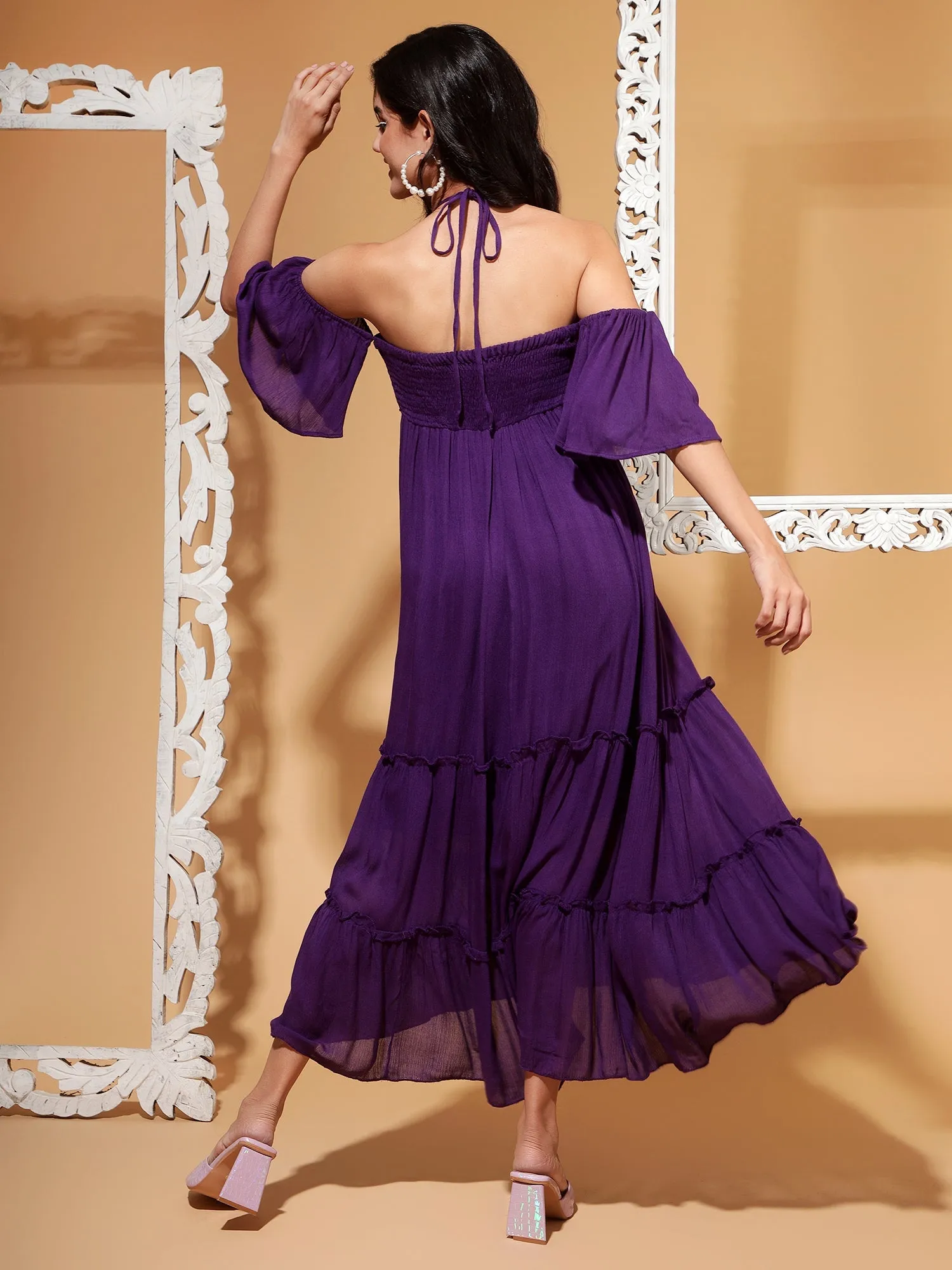 Purple Haze Maxi Crepe Fit And Flare