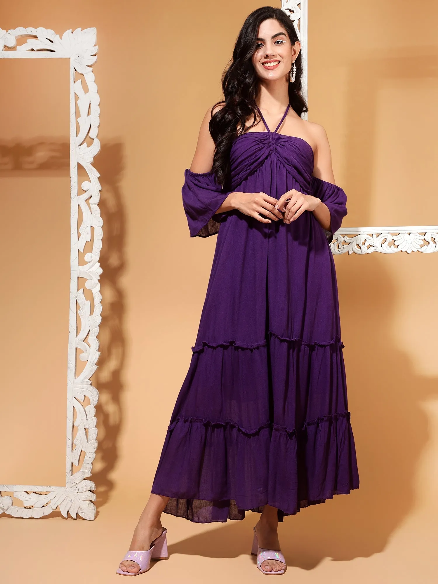 Purple Haze Maxi Crepe Fit And Flare