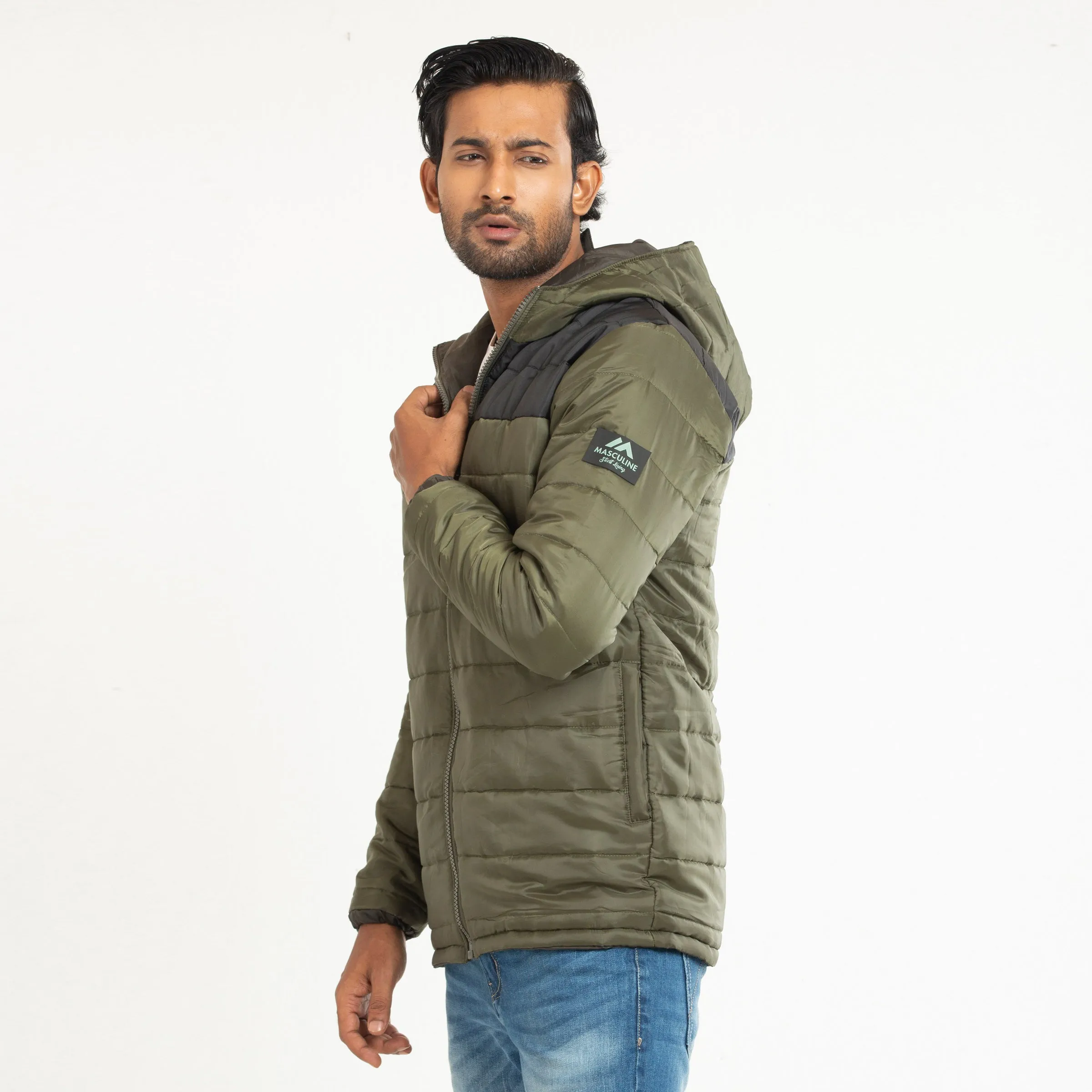 QUILTED HEAVY JACKET - Olive