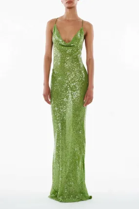 Rat & Boa Gaia Maxi Dress in Green Sequin