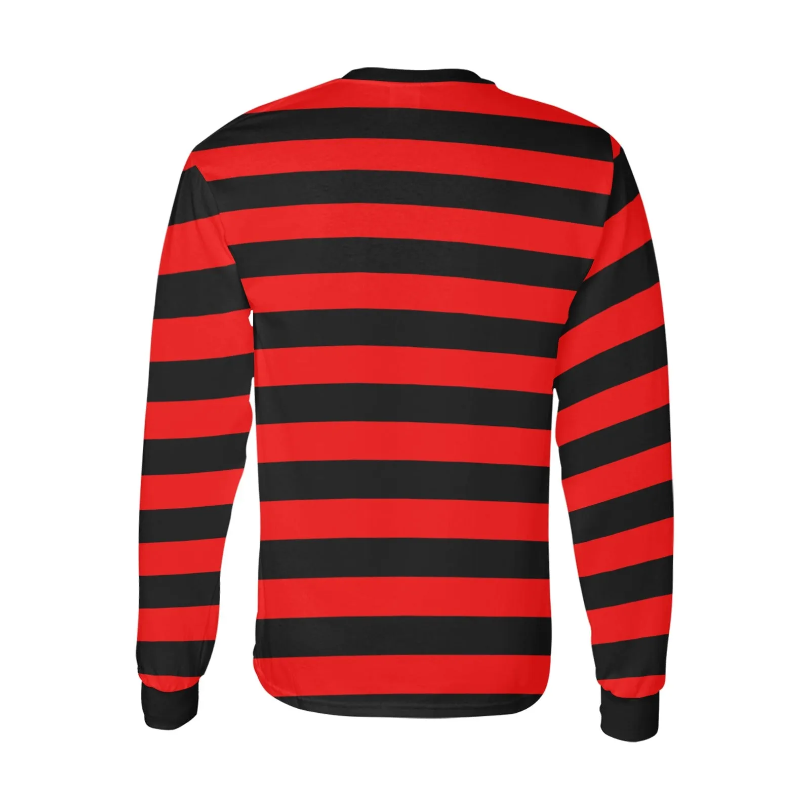 Red and Black Striped TShirt Men Long Sleeve, Graphic Vintage Retro Stripes Crewneck Unisex Women Halloween Punk Designer Tee