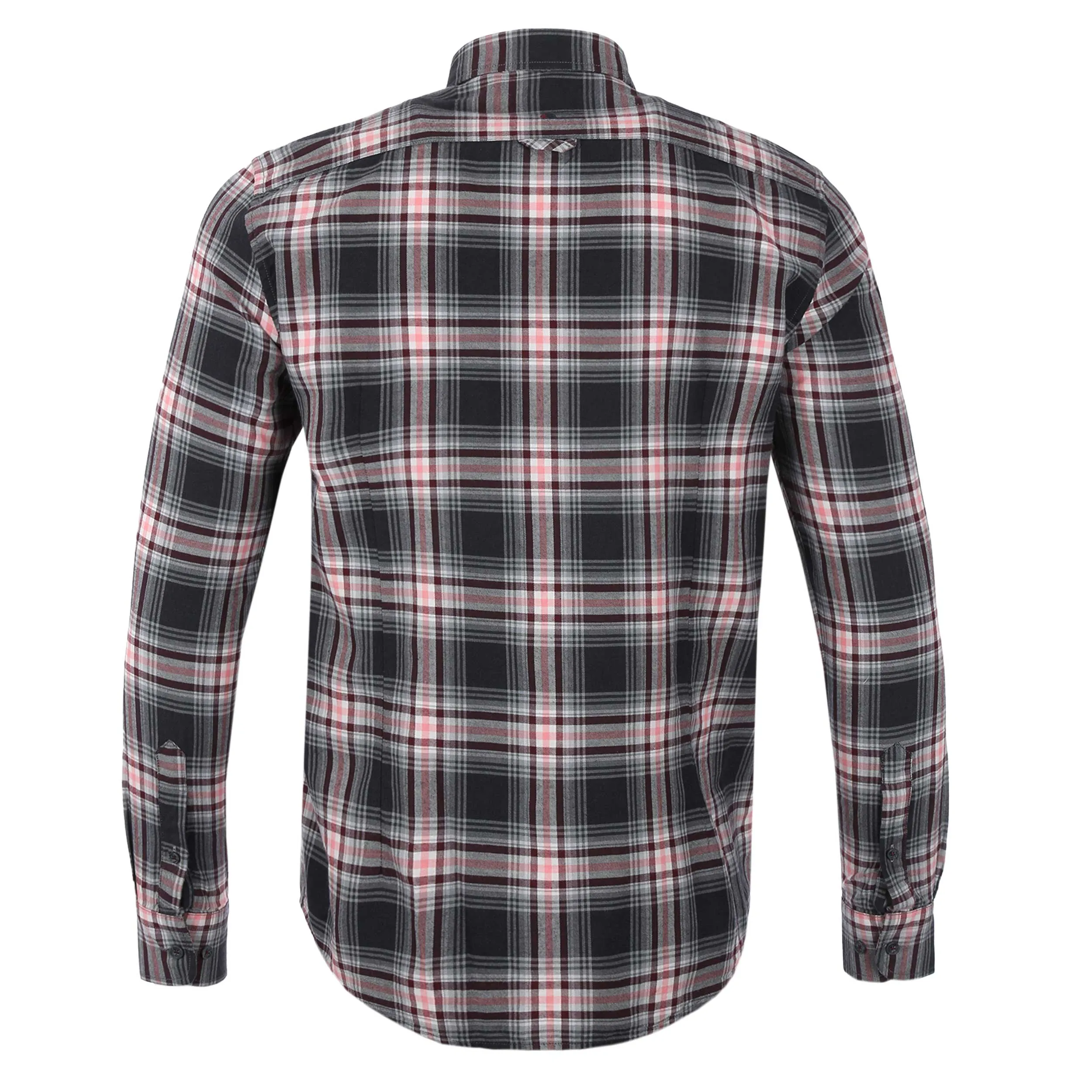 Remus Uomo Button Down Check Shirt in Grey Pink Check