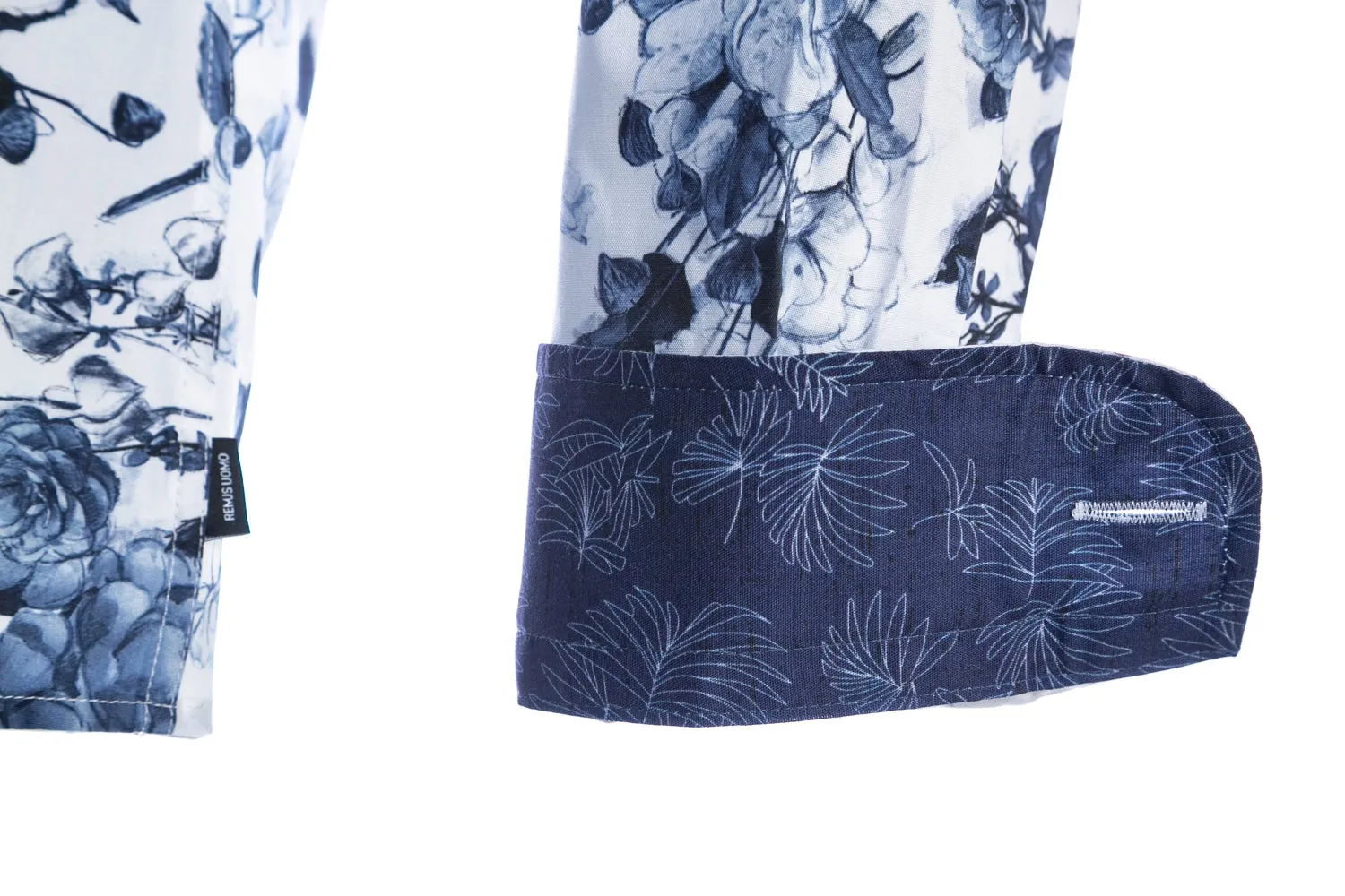 Remus Uomo Floral Print Shirt in White & Navy