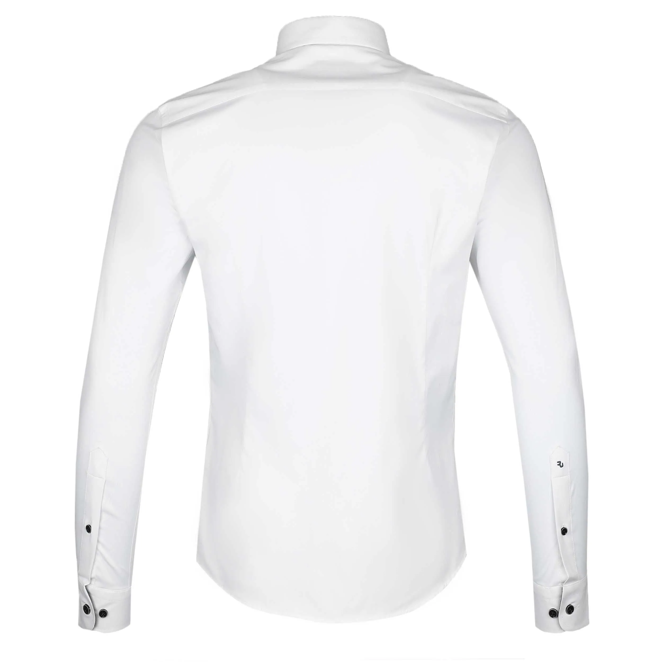 Remus Uomo Satin Stretch Trim Detail Shirt in White