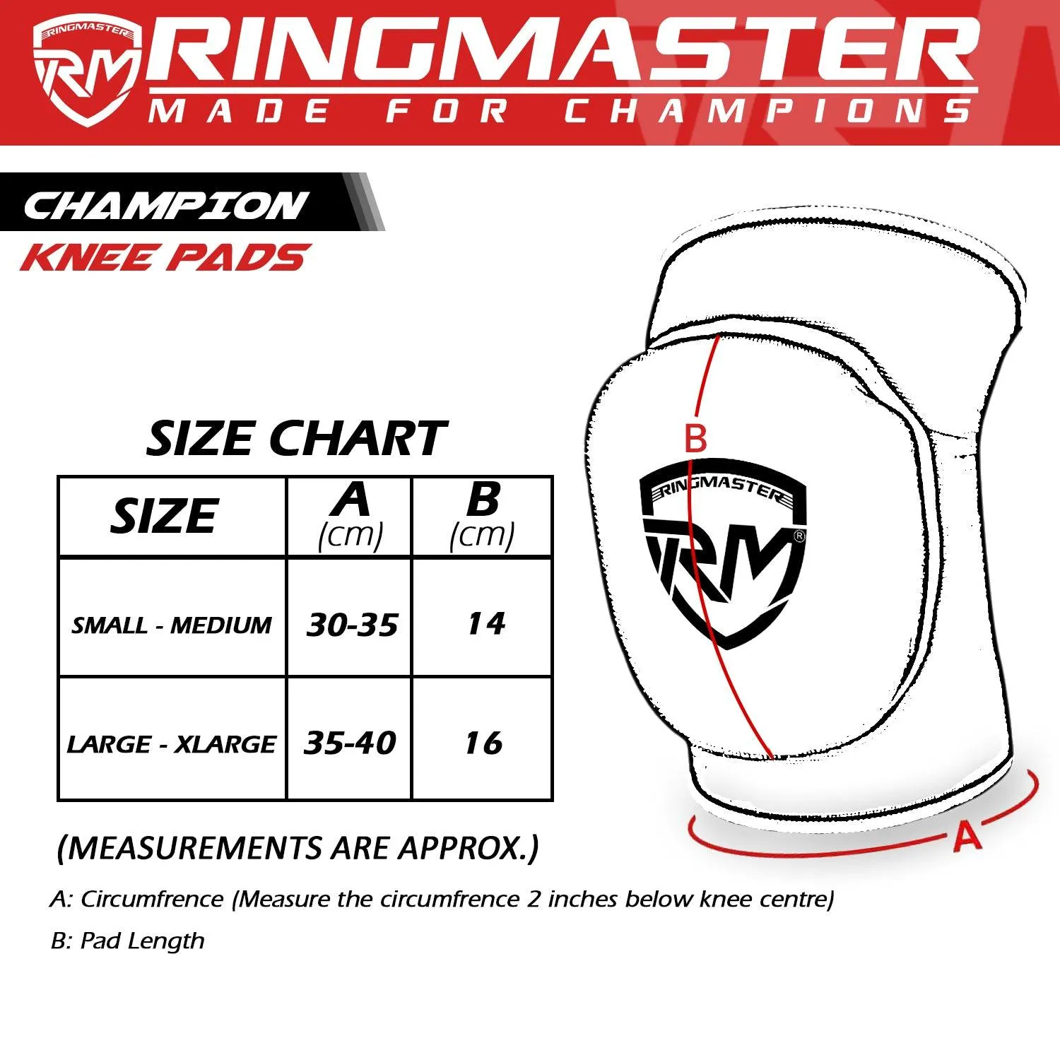 RingMaster Sports Elastic Knee Pads Champion Series Blue