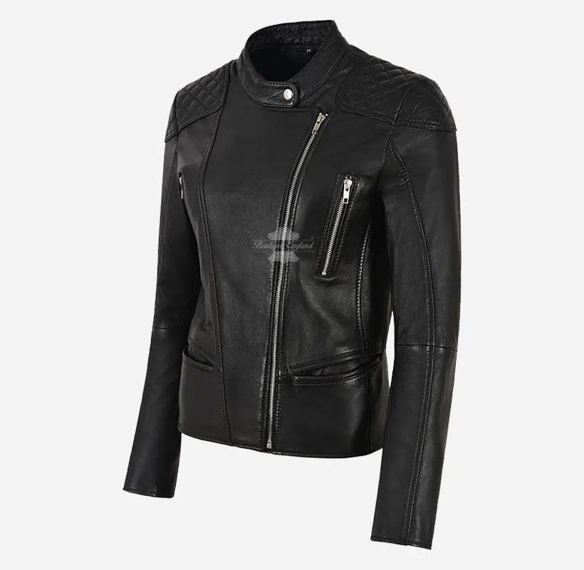 SABEL Ladies Black Leather Jacket Biker Style Leather Jacket