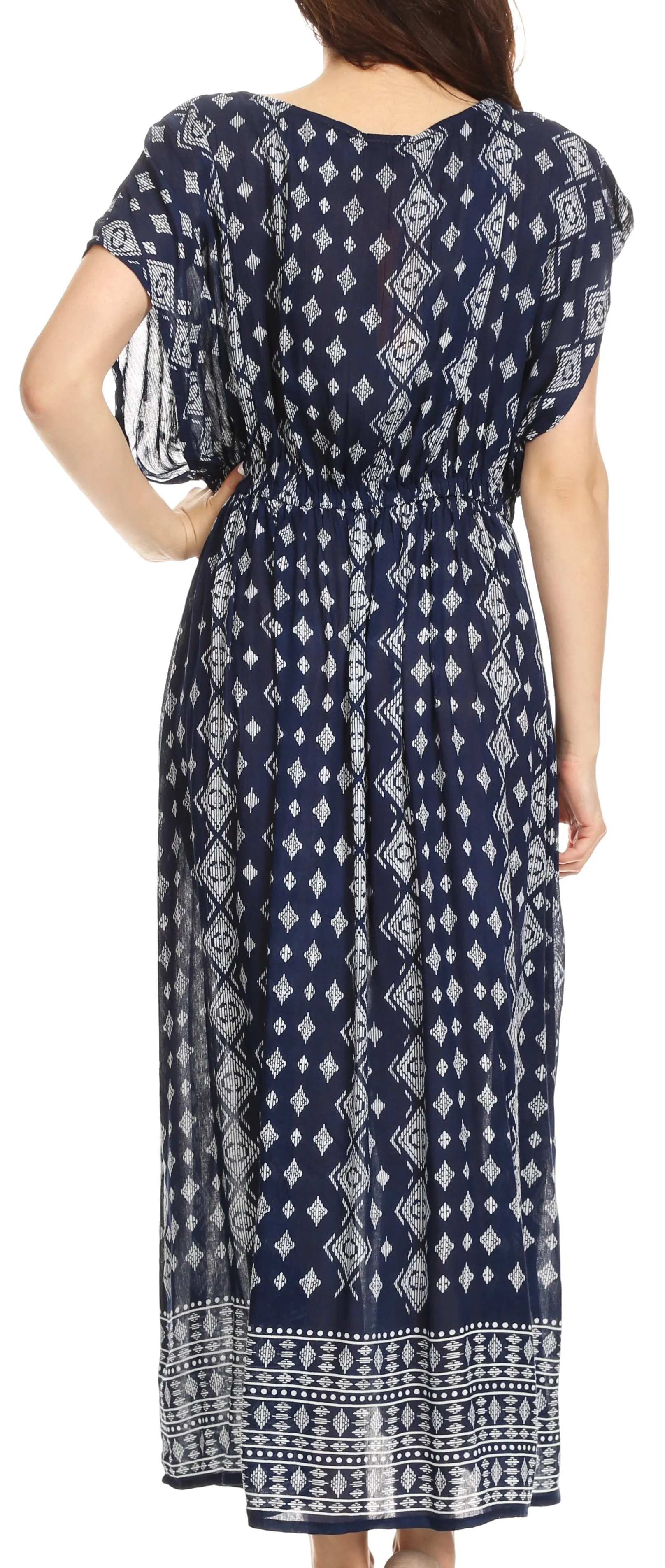 Sakkas Sofia Aztec Print V-neck Caftan Summer Long  Maxi Dress