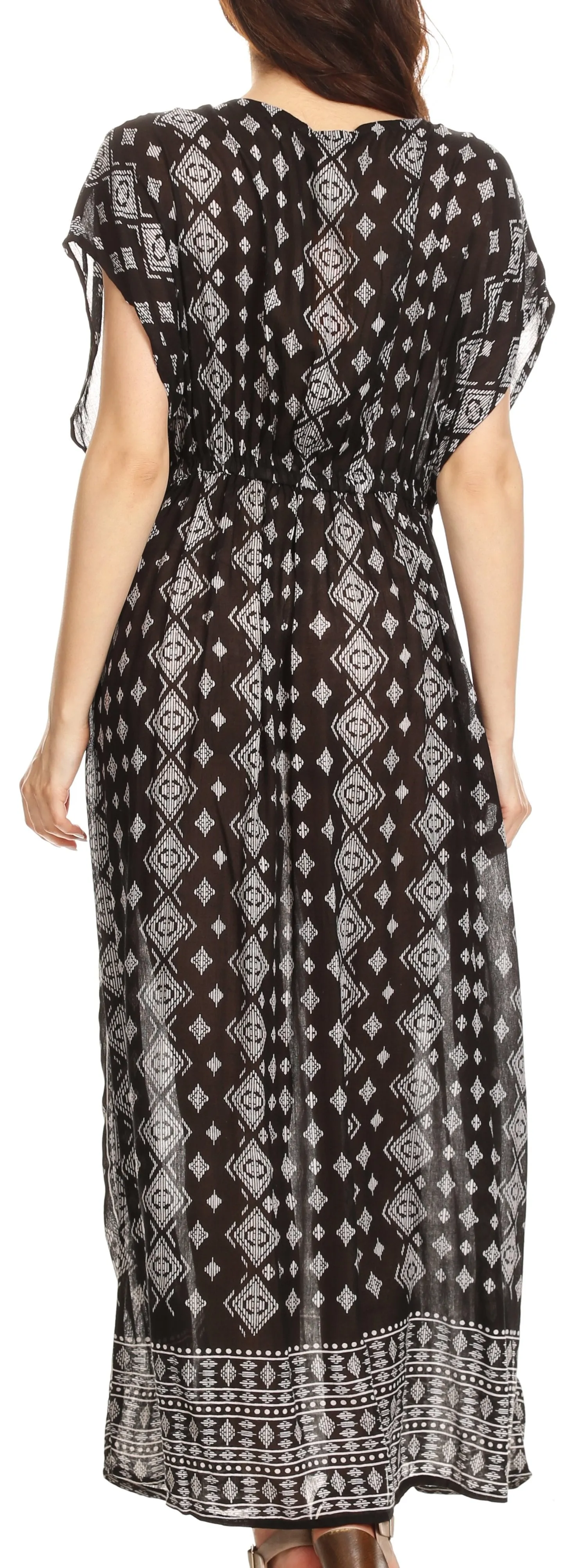 Sakkas Sofia Aztec Print V-neck Caftan Summer Long  Maxi Dress