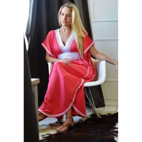 Salmon Pink Moroccan Kaftan Maxi Dress Marine Style