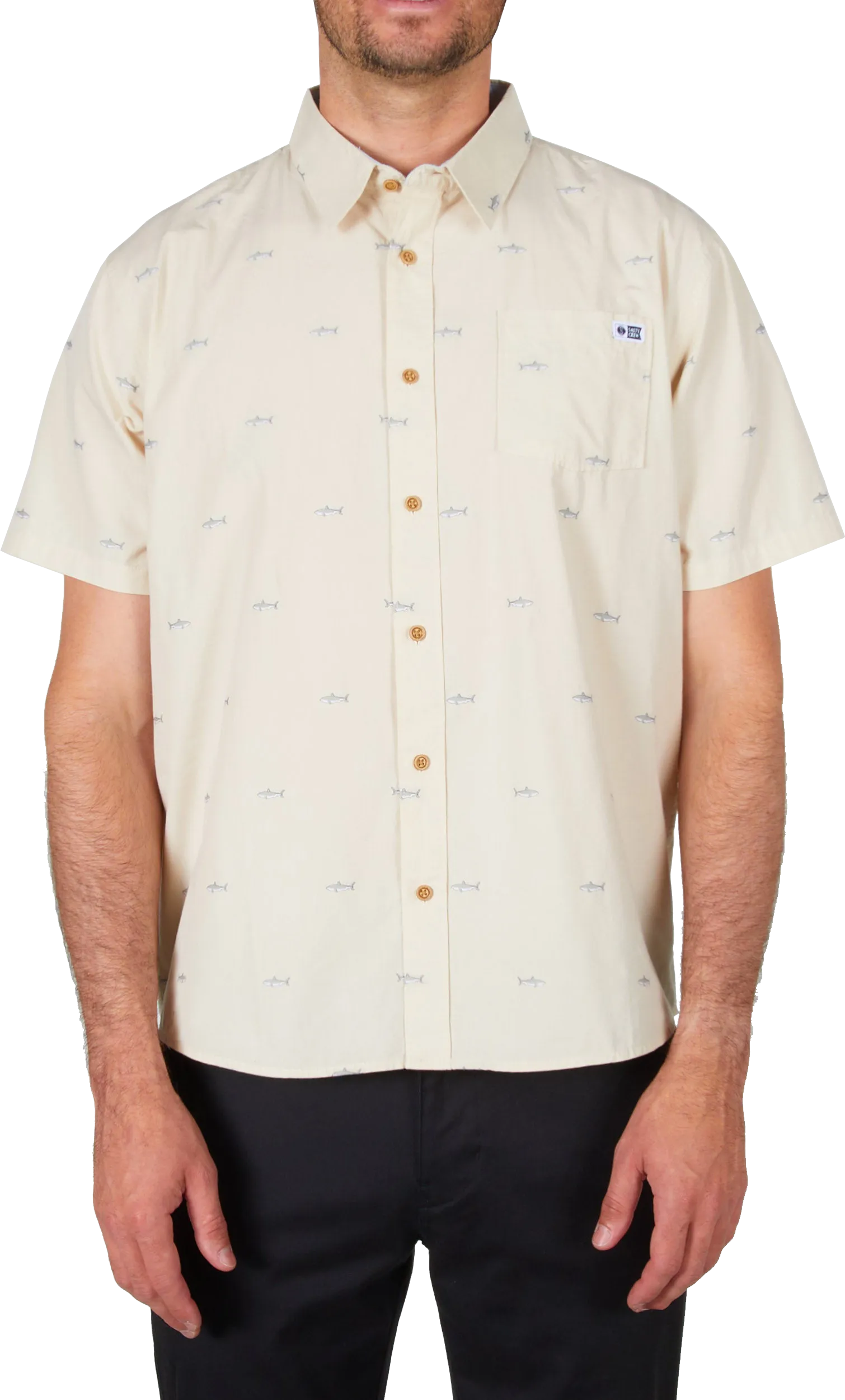 Salty Crew Men&#x27;s Bruce Short-Sleeve Woven Natural | Buy Salty Crew Men&#x27;s Bruce Short-Sleeve Woven Natural here | Outnorth