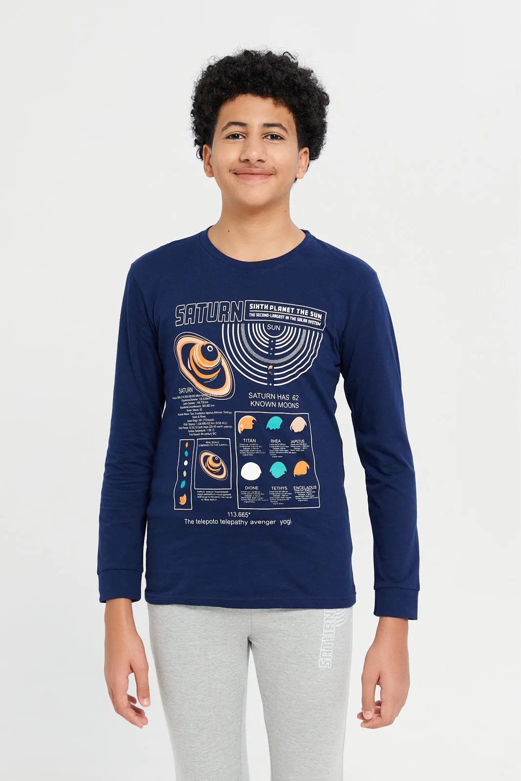 Senior Boys Navy And Grey Pyjama Set (2 Piece)