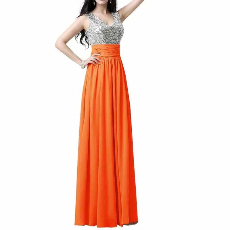 Sequin Top Bridesmaid Dress Chiffon Floor-Length Bridesmaid Dress100 colors