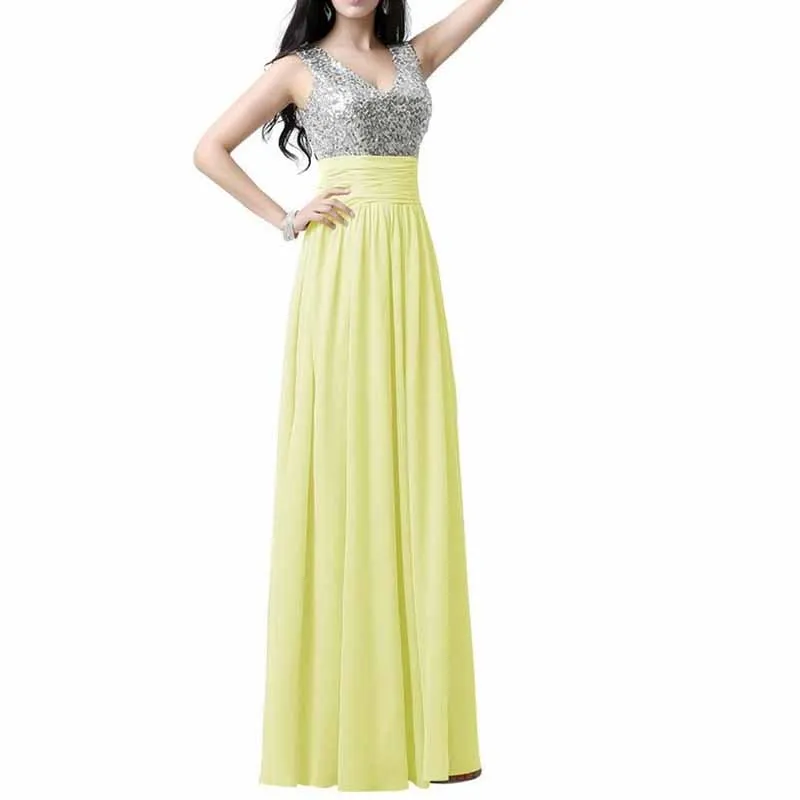 Sequin Top Bridesmaid Dress Chiffon Floor-Length Bridesmaid Dress100 colors