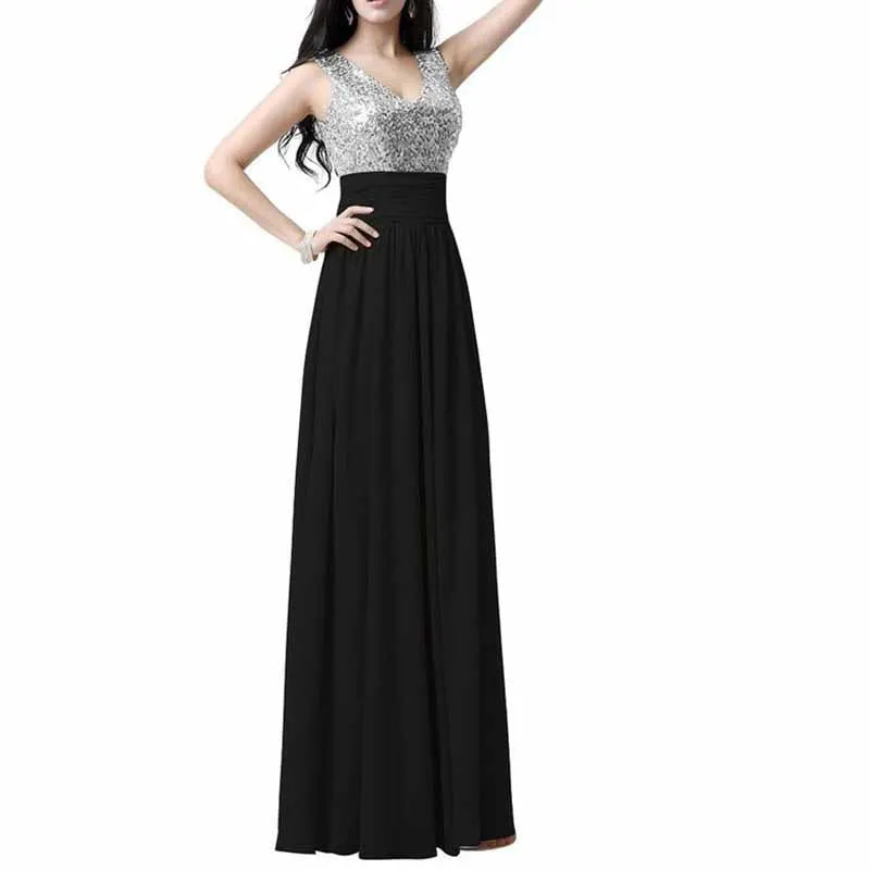 Sequin Top Bridesmaid Dress Chiffon Floor-Length Bridesmaid Dress100 colors