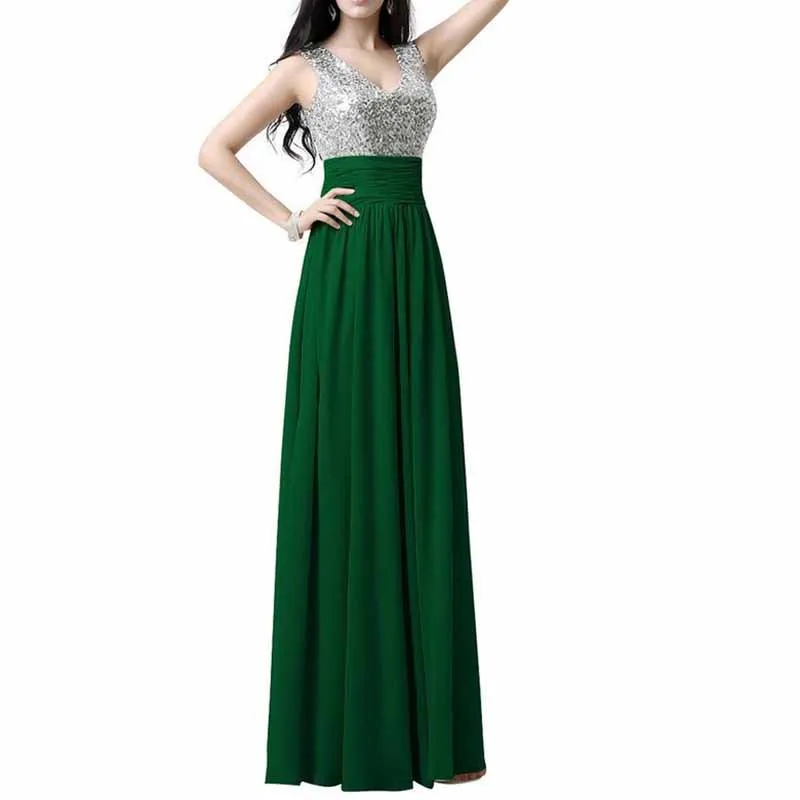 Sequin Top Bridesmaid Dress Chiffon Floor-Length Bridesmaid Dress100 colors