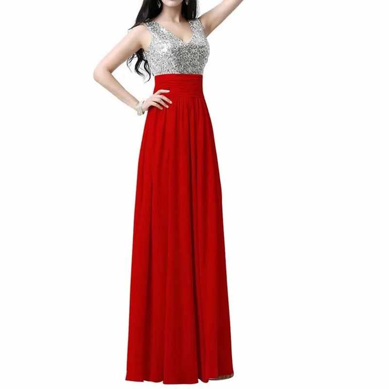 Sequin Top Bridesmaid Dress Chiffon Floor-Length Bridesmaid Dress100 colors