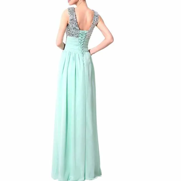 Sequin Top Bridesmaid Dress Chiffon Floor-Length Bridesmaid Dress100 colors