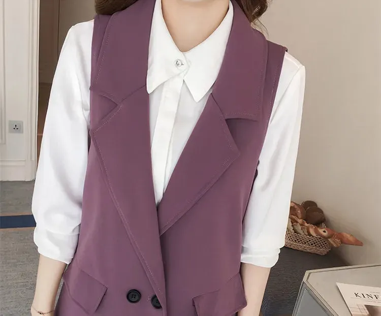 Sleeveless Long Slim Vest Coat