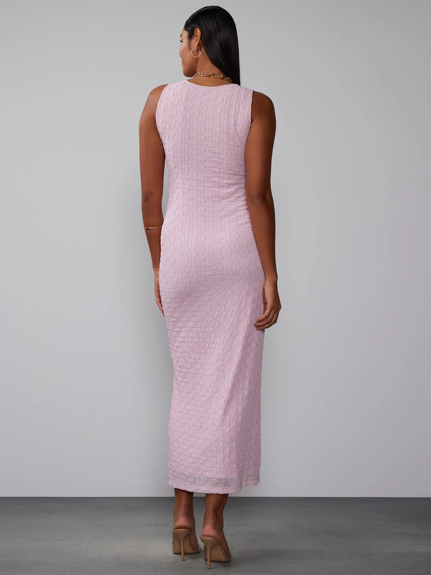 Sleeveless Textured Maxi Dress