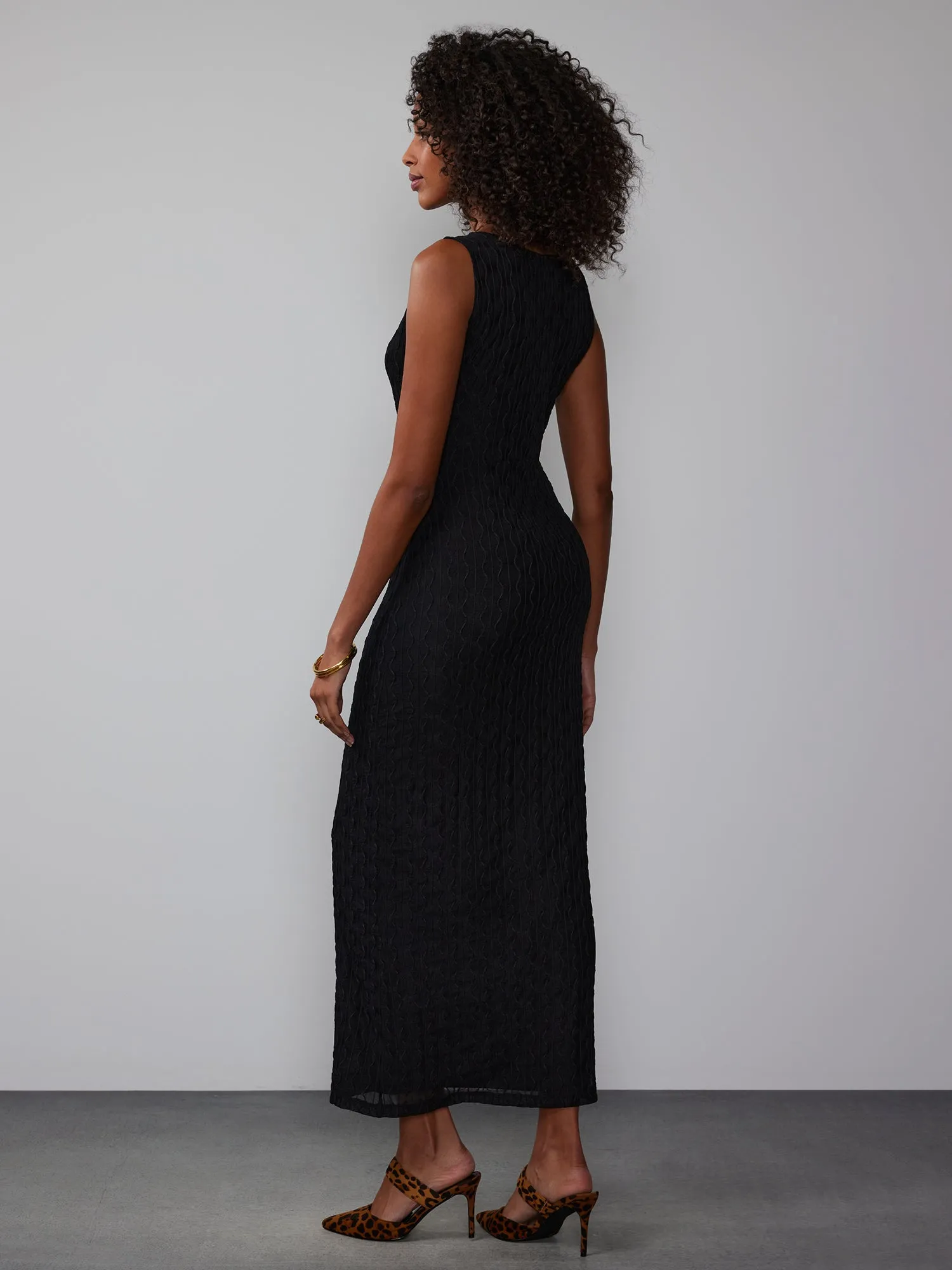 Sleeveless Textured Maxi Dress