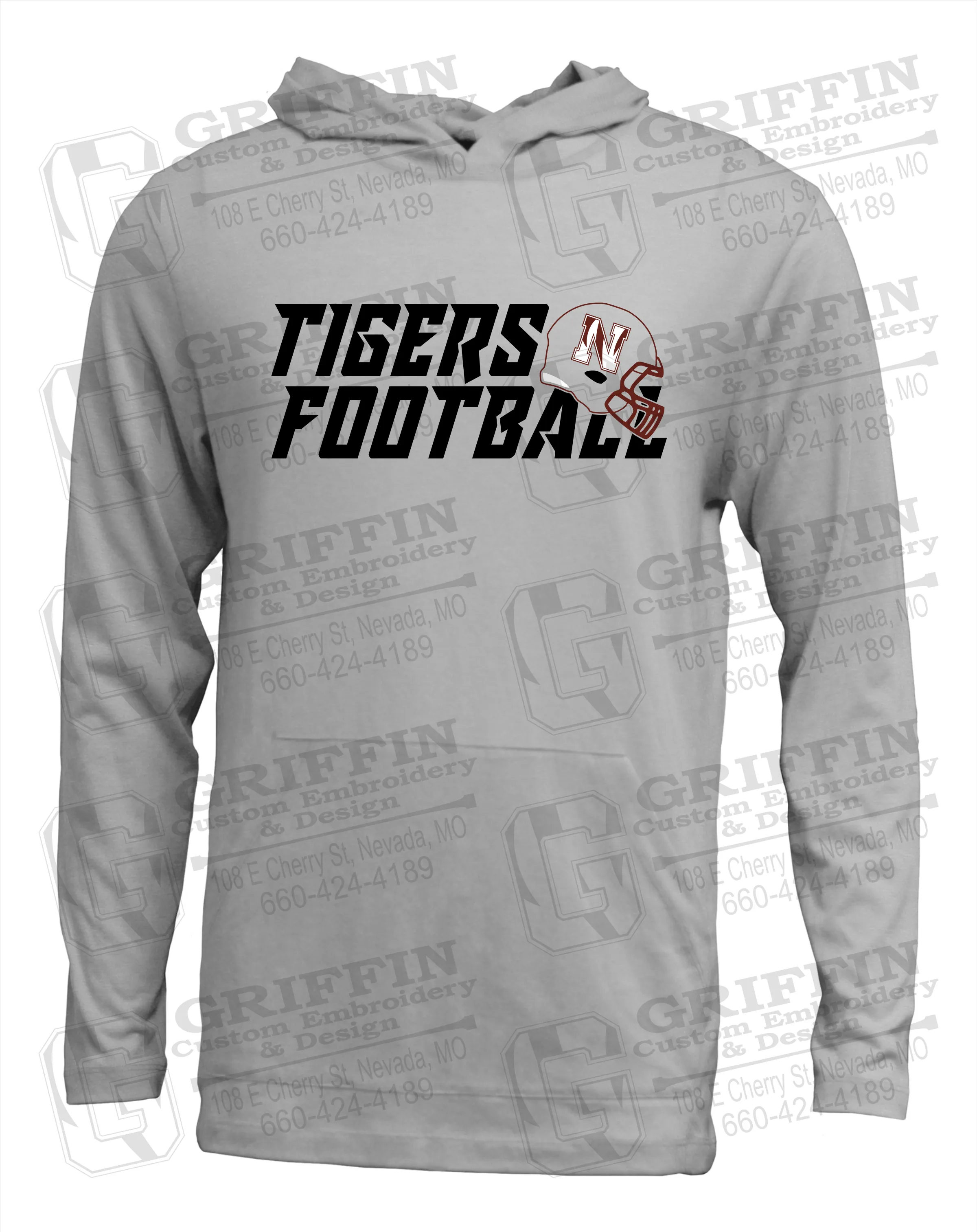 Soft-Tek T-Shirt Hoodie - Football - Nevada Tigers 22-O